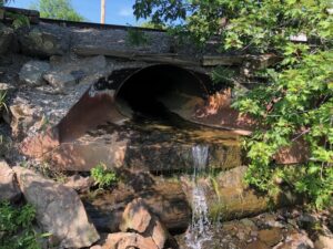 Water running through a drainage tunnel